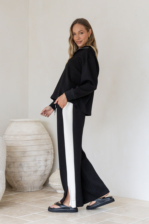 OFF DUTY ZIP SWEATER - Black & Coco