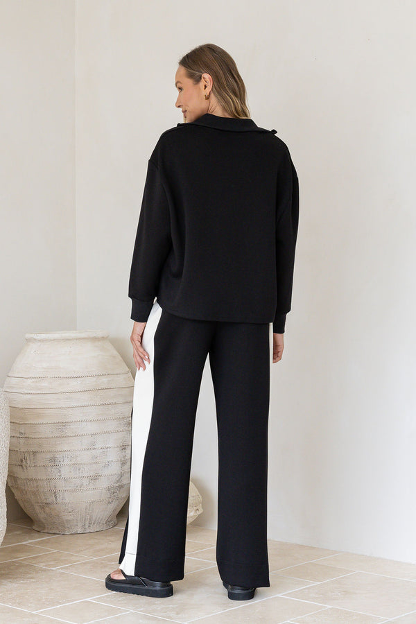 OFF DUTY ZIP SWEATER - Black & Coco