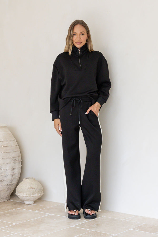 OFF DUTY ZIP SWEATER - Black & Coco