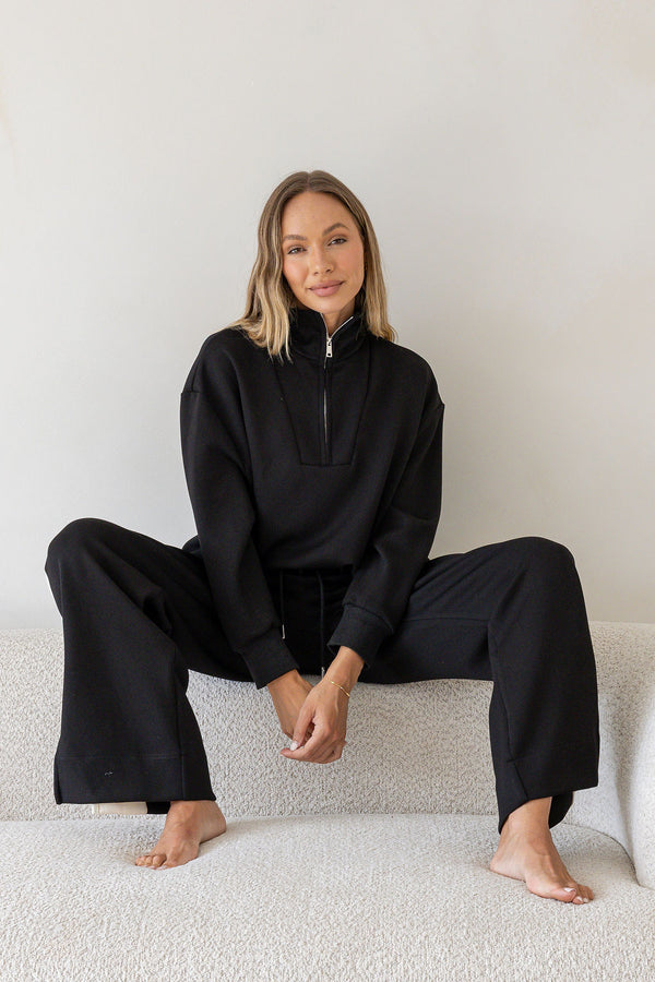 OFF DUTY ZIP SWEATER - Black & Coco