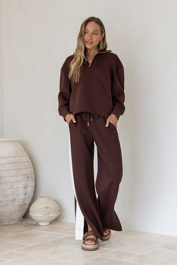 OFF DUTY ZIP SWEATER - Black & Coco