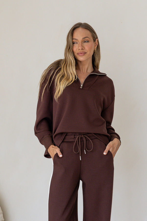 OFF DUTY ZIP SWEATER - Black & Coco