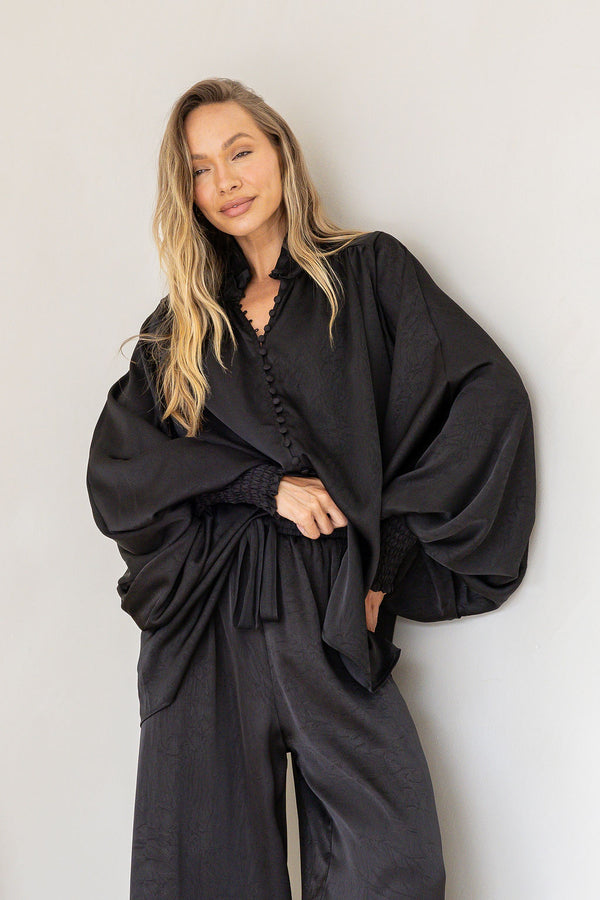 PORTOFINO LUXE DREAMS BLOUSE - Black & Coco