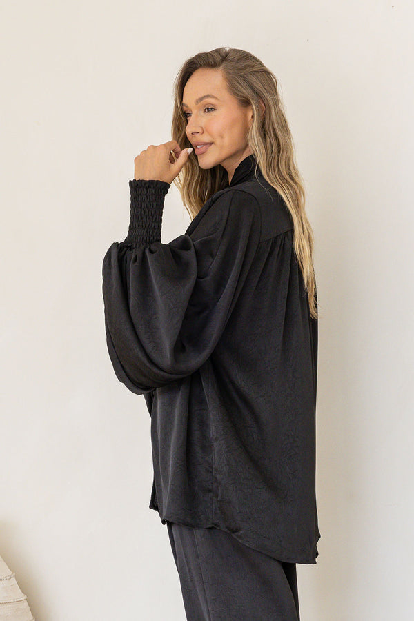 PORTOFINO LUXE DREAMS BLOUSE - Black & Coco