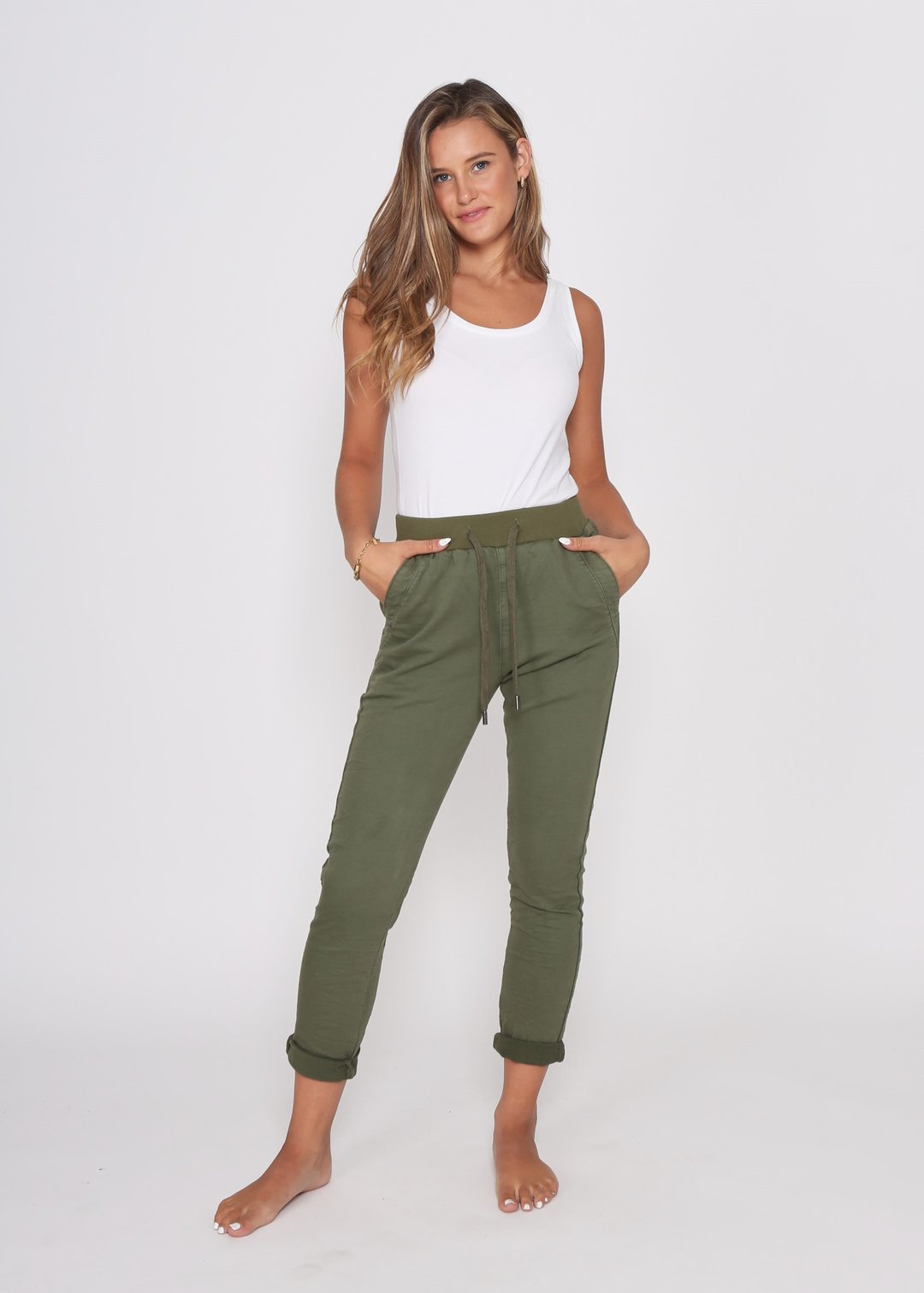 RILEY JOGGER- White & Khaki