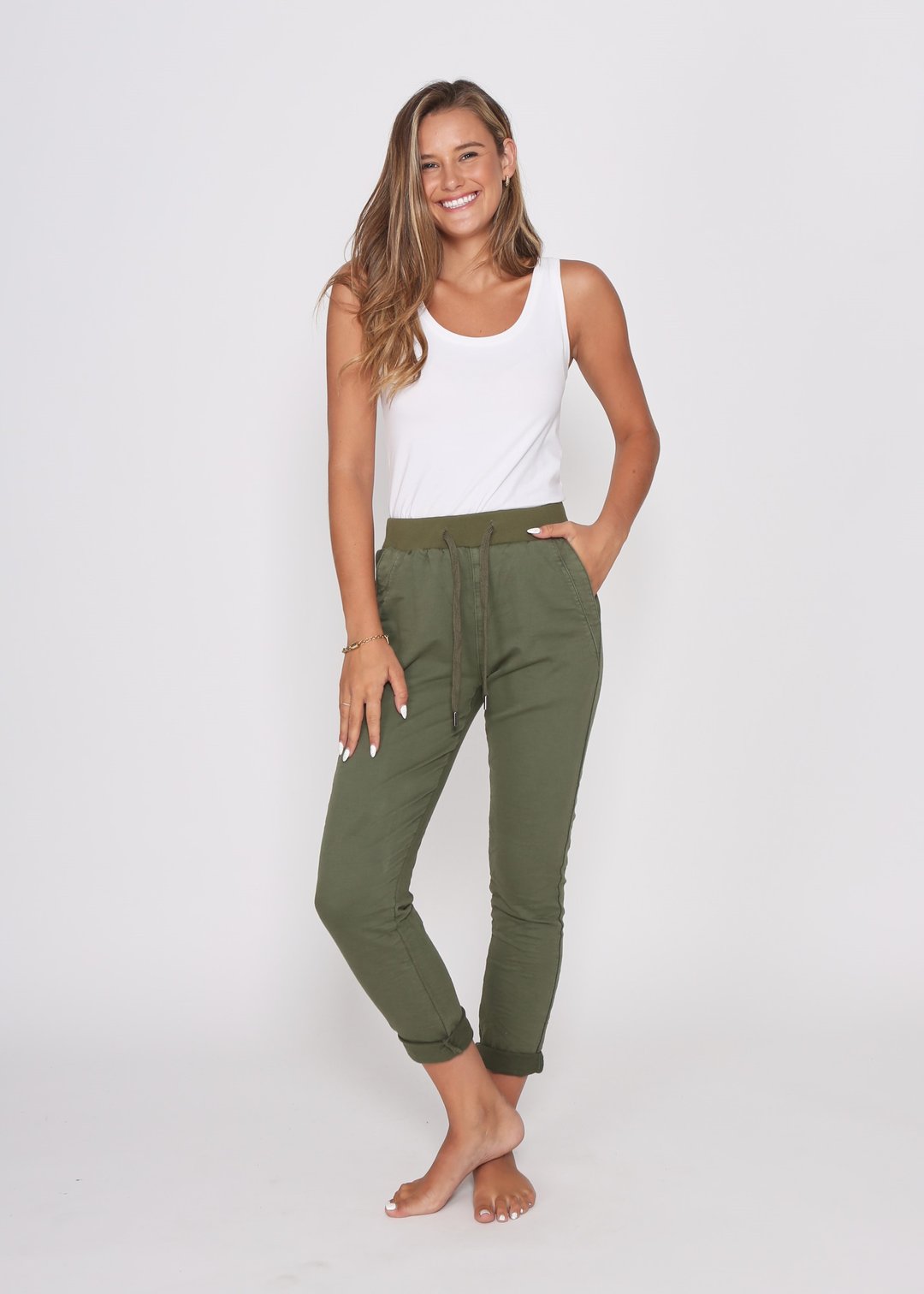 RILEY JOGGER- White & Khaki