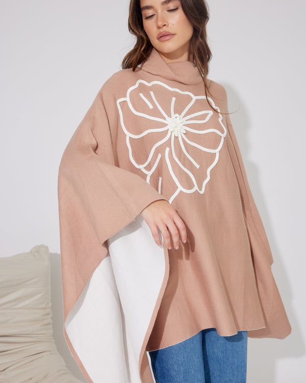 FIORE PONCHO- Black & Beige
