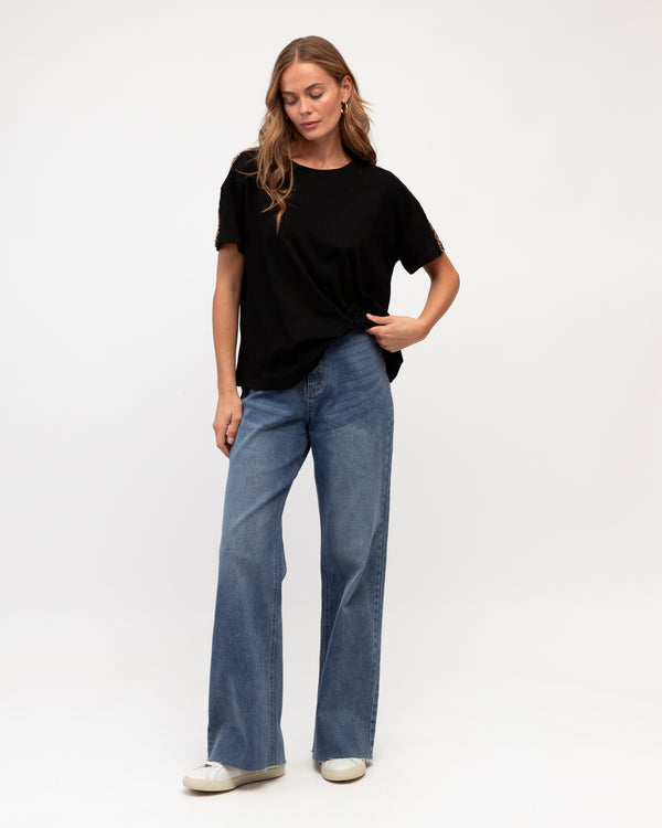 TUCK TEE LEOPARD TRIM