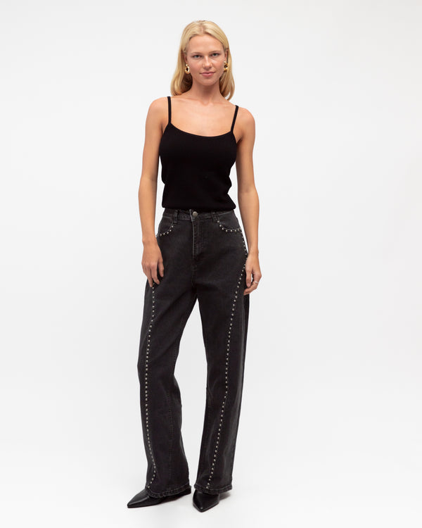 TEXAS STUDDED JEANS - Charcoal & Indigo