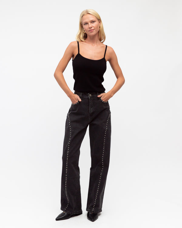 TEXAS STUDDED JEANS - Charcoal & Indigo