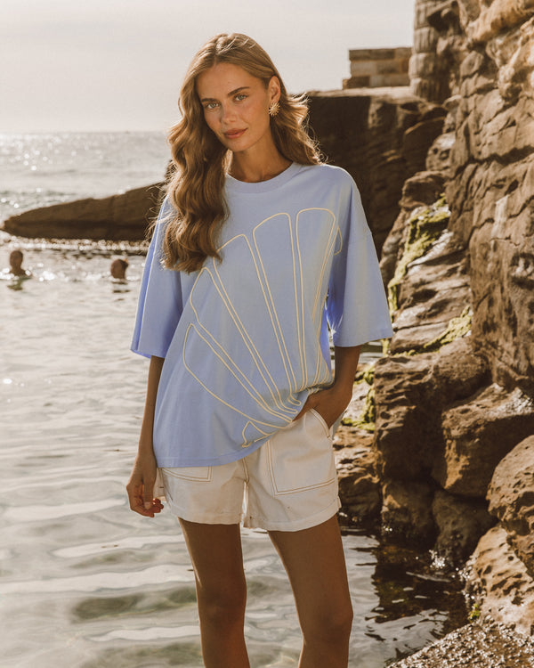SHELLA TEE - Blue & White