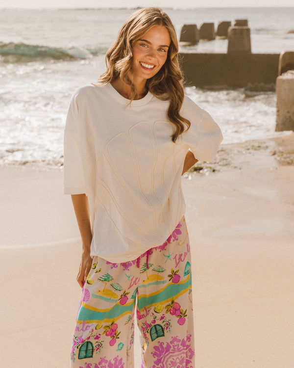 SHELLA TEE - Blue & White