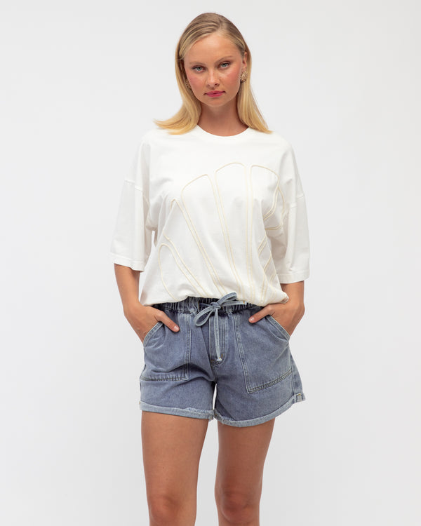 SHELLA TEE - Blue & White