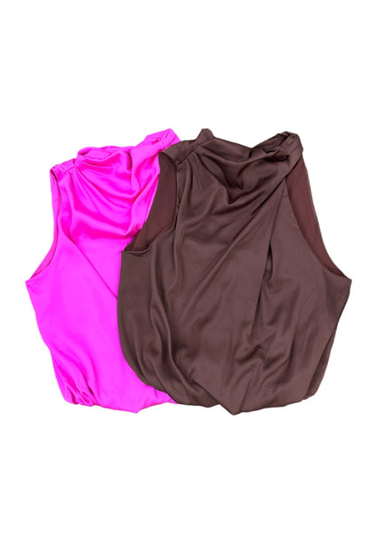 SASHA TOP- Brown & Fluro Pink