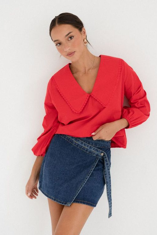 paper heart red collared shirt