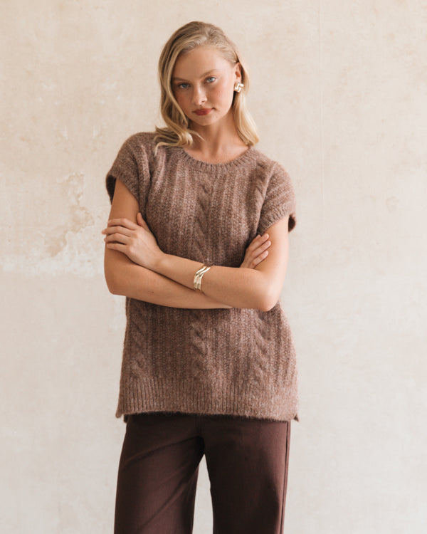 FIFI FLUFFY KNIT- Cream & Chocolate