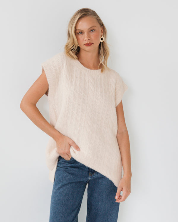 FIFI FLUFFY KNIT- Cream & Chocolate