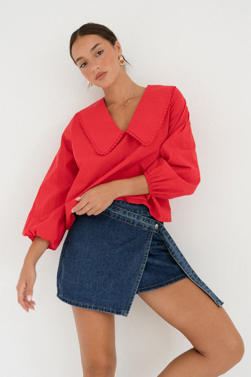 paper heart red collared shirt