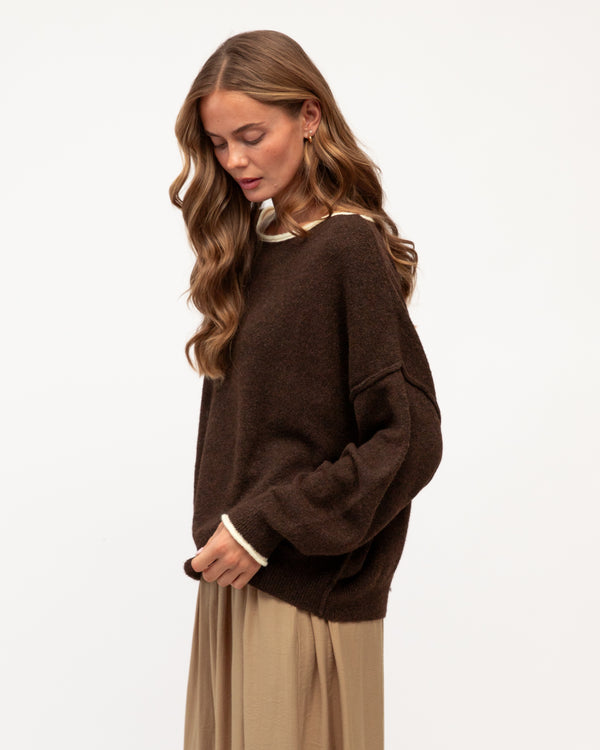 HORIZON KNIT- Chocolate & Blue