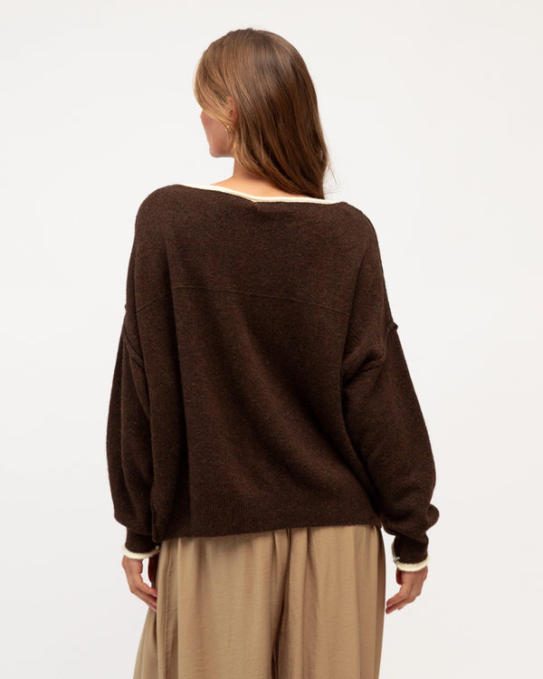 HORIZON KNIT- Chocolate & Blue