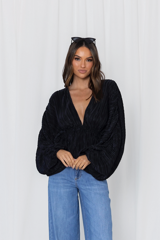 plunge v neckline with balloon sleeves