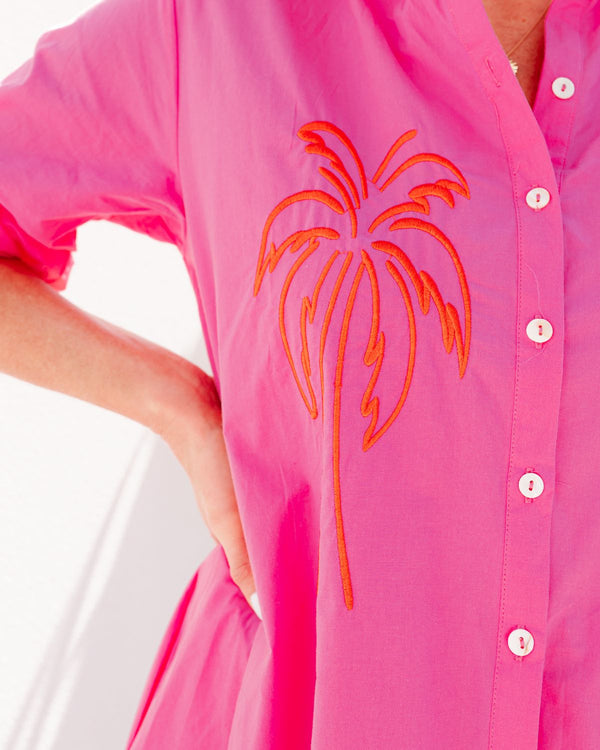 PALM SPRING SHIRT DRESS- Navy & Pink