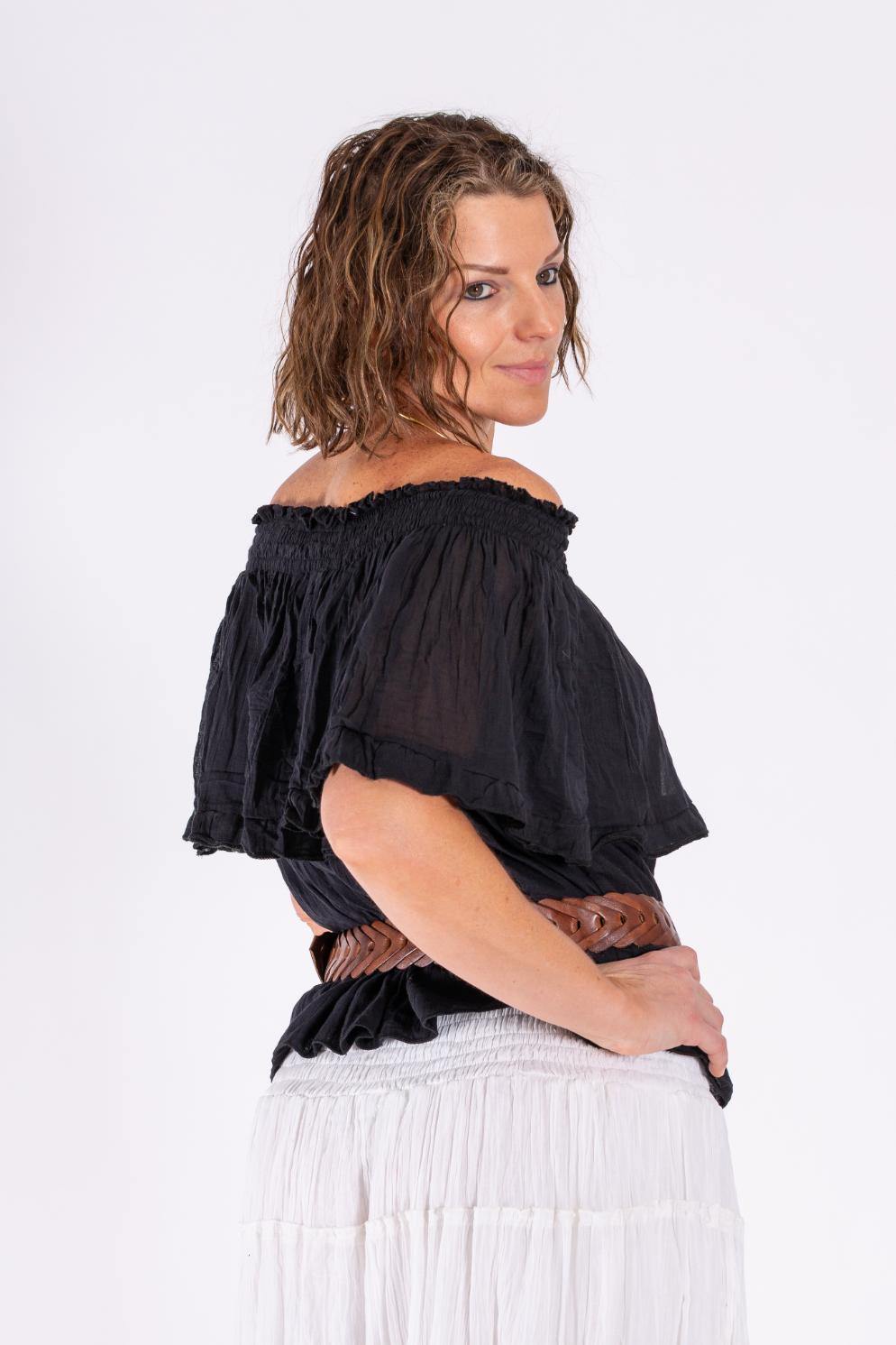 OMBARK OFF SHOULDER TOP- Black & White