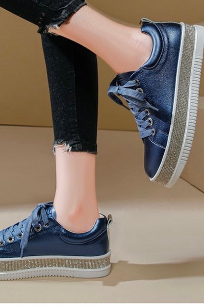 lavish leather blue bling sneaker