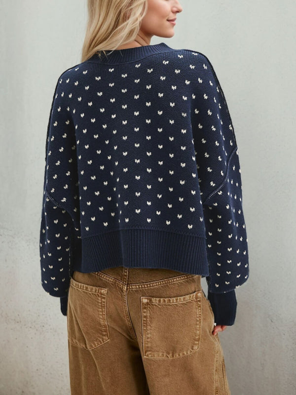 CINDY KNIT- Navy & Natural