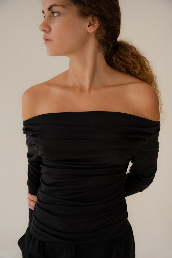 EPIC OFF SHOULDER TOP - Black & Beige