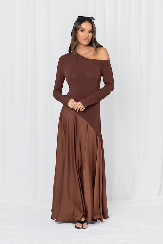 HALSTON DRESS - Peacan & Black Pre order