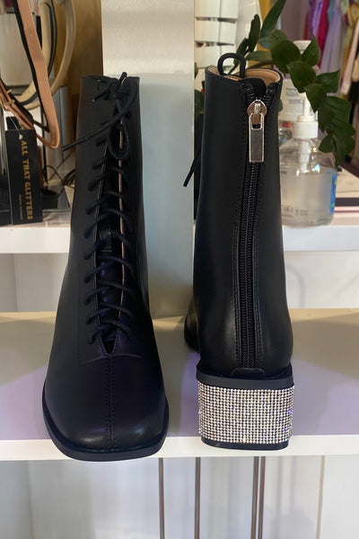 BLING LEATHER BOOTS- Black & Chocolate