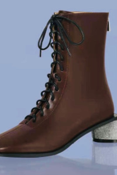 BLING LEATHER BOOTS- Black & Chocolate